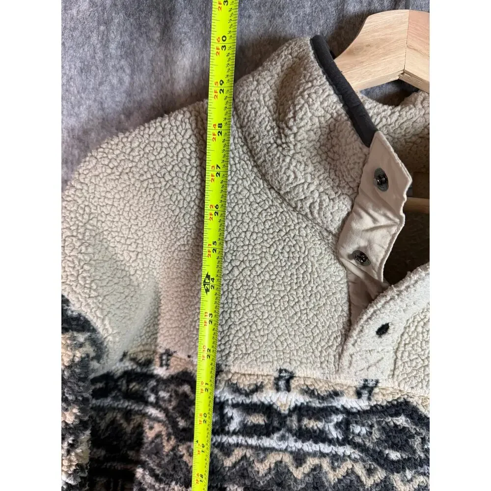 Columbia Mens Rugged Ridge Sherpa Half Snap Aztec Pullover Cream Large